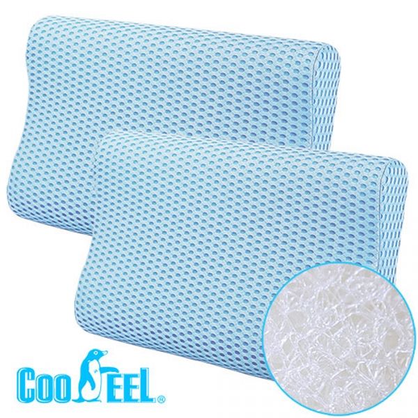 CooFeel 高效透氣可水洗3D纖維立體彈力枕(小)-藍色2入