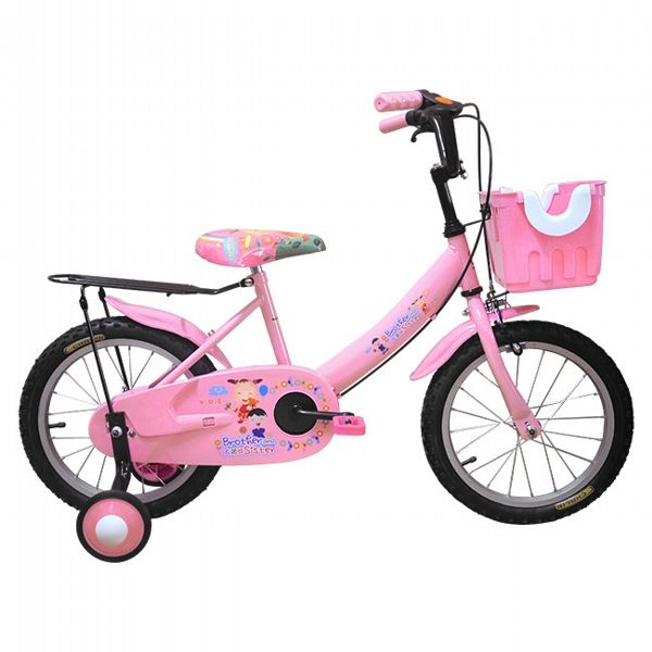 【Adagio】16吋大頭妹打氣胎童車附置物籃-粉色(台灣製造)