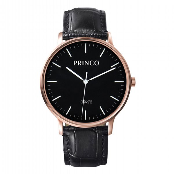 PRINCO 時尚經典一卡通速PAY石英錶-40mm黑底金邊(快拆皮革錶帶)