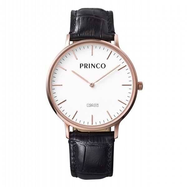 PRINCO 時尚經典一卡通速PAY石英錶-37mm白底金邊(快拆皮革錶帶)