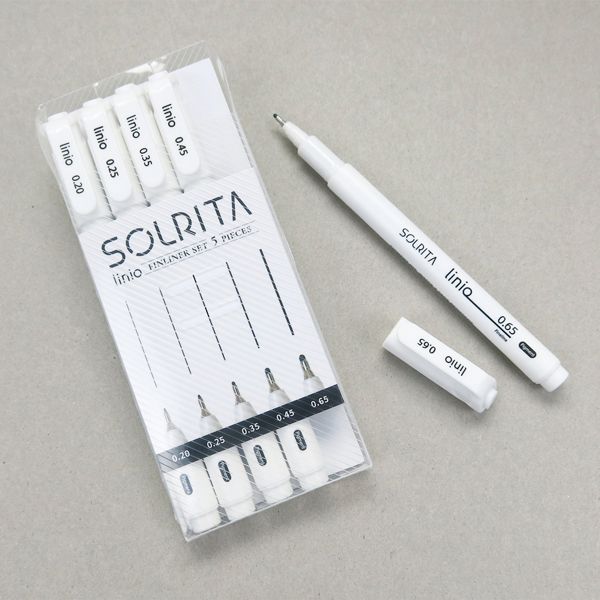 SOLRITA linio 黑色耐水性代針筆套組5支組
