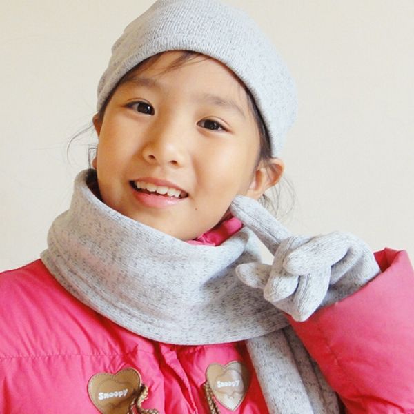 【CoFeel酷咖絨】咖啡混紡兒童時尚保暖圍巾_灰色