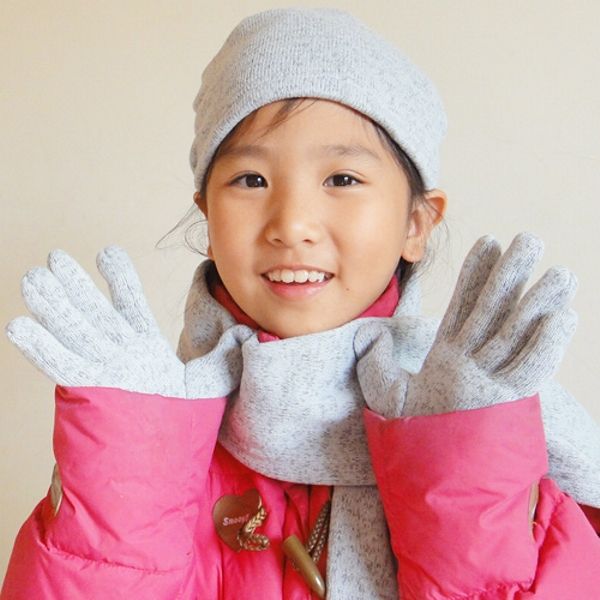 【CoFeel酷咖絨】咖啡混紡兒童時尚保暖手套_灰色