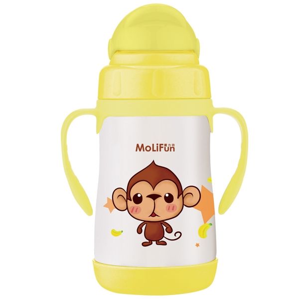 MoliFun魔力坊 不鏽鋼真空保溫兒童吸管杯/學習杯260ml-俏皮猴