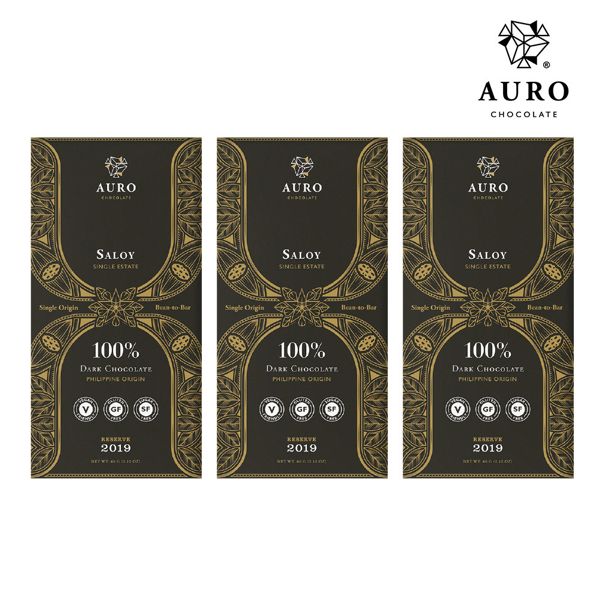 AURO Chocolate 奧洛頂級巧克力 100% Saloy 3片組