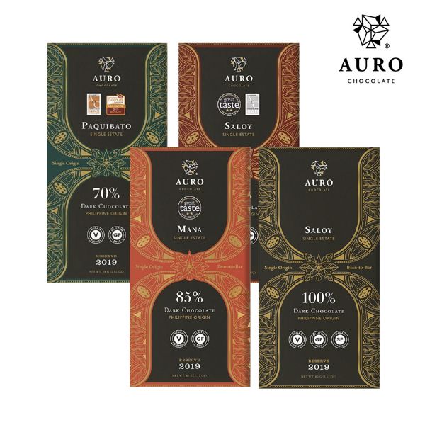 AURO Chocolate 奧洛頂級巧克力 單一典藏全系列收藏4片組 (70%-100%)